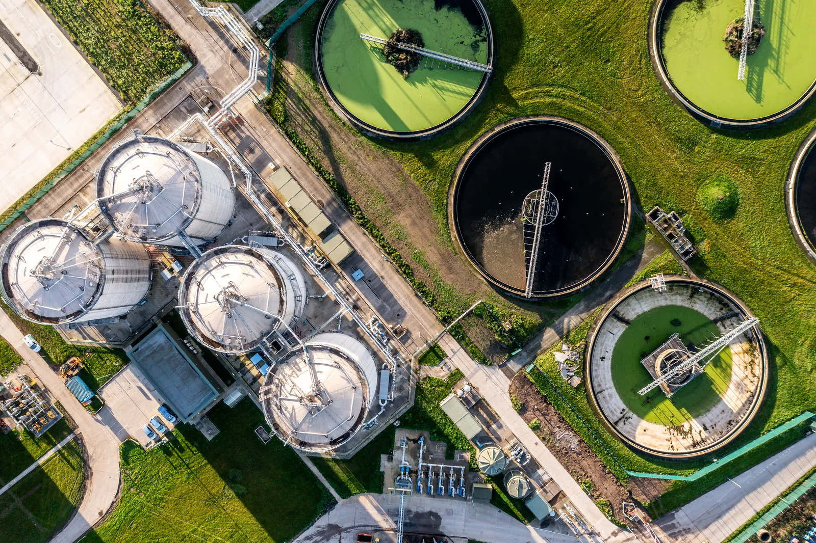 A water treatment works from the air